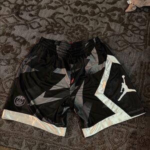 Jordan PARIS SAINT GERMAN Black and White Athletic Shorts